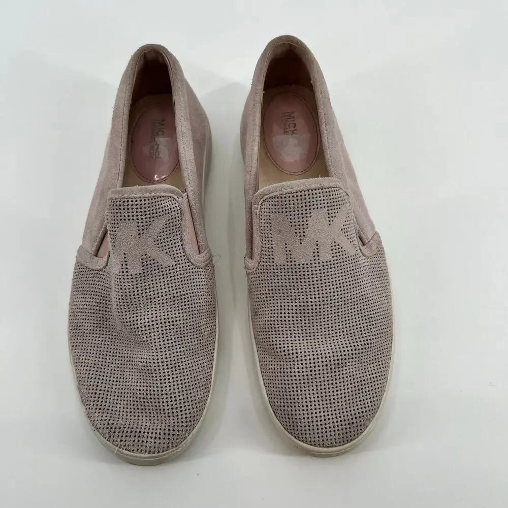 Michael Kors Keaton Womens Slip On Leather Comfort Sneakers Blush Pink size 6.5